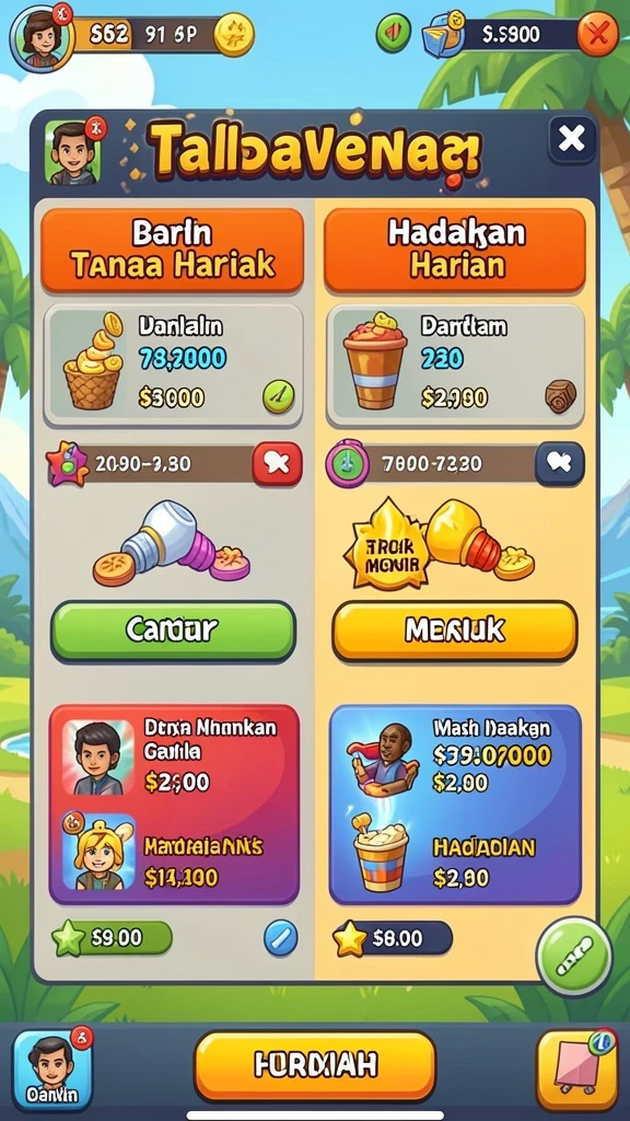 Tampilan awal yang menarik dengan grafis cerah.