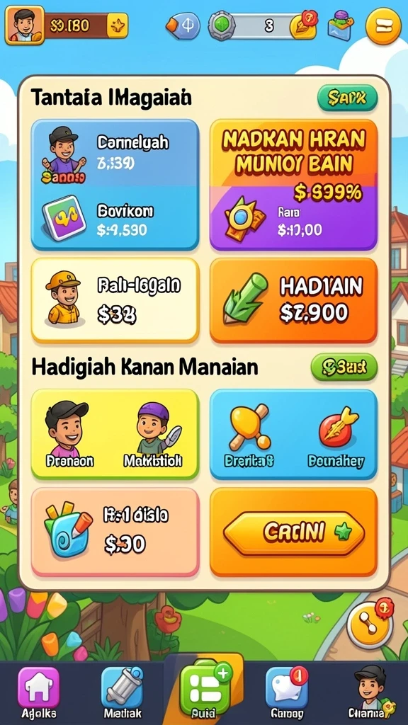 Tampilan level yang menantang dan berwarna-warni.